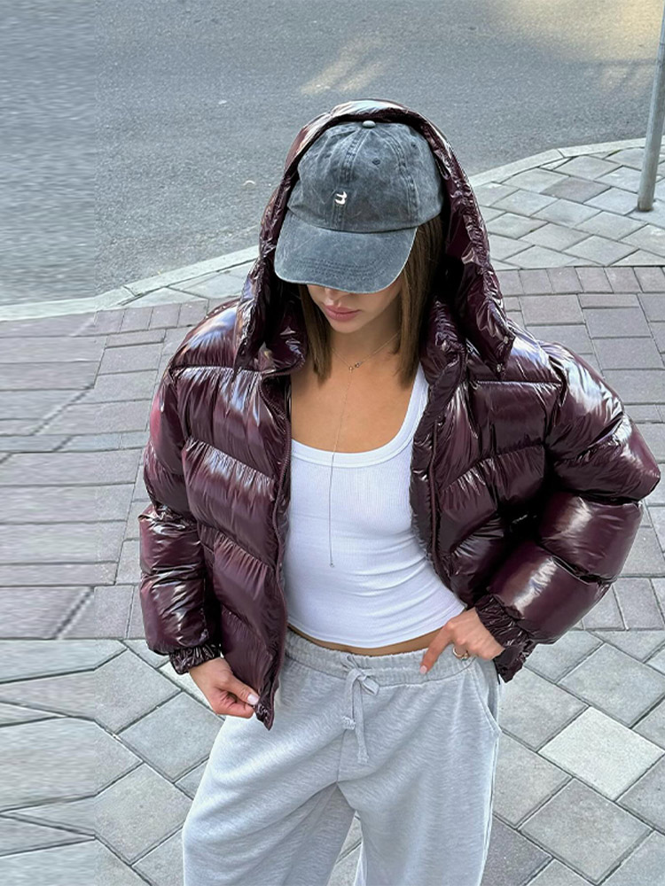 Vestes d'hiver pour femmes 2026 avec capuche, col montant décontracté, fermeture éclair, manches longues, manteau chaud pour femme, veste d'hiver chic et tendance, nouvelle collection.