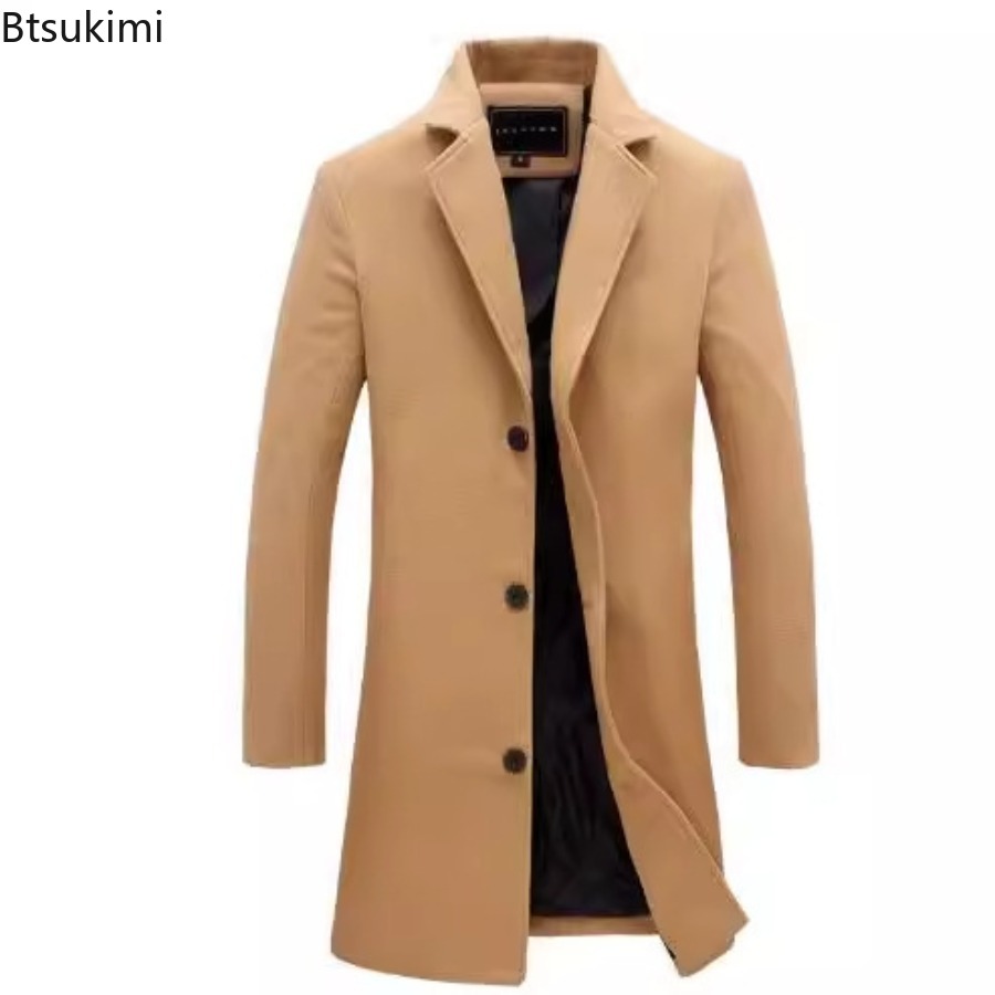 Manteaux en laine pour hommes, mode simple boutonnage, Business décontracté, Slim, coupe-vent, nouveaux vêtements pour hommes, pardessus, automne hiver 2026