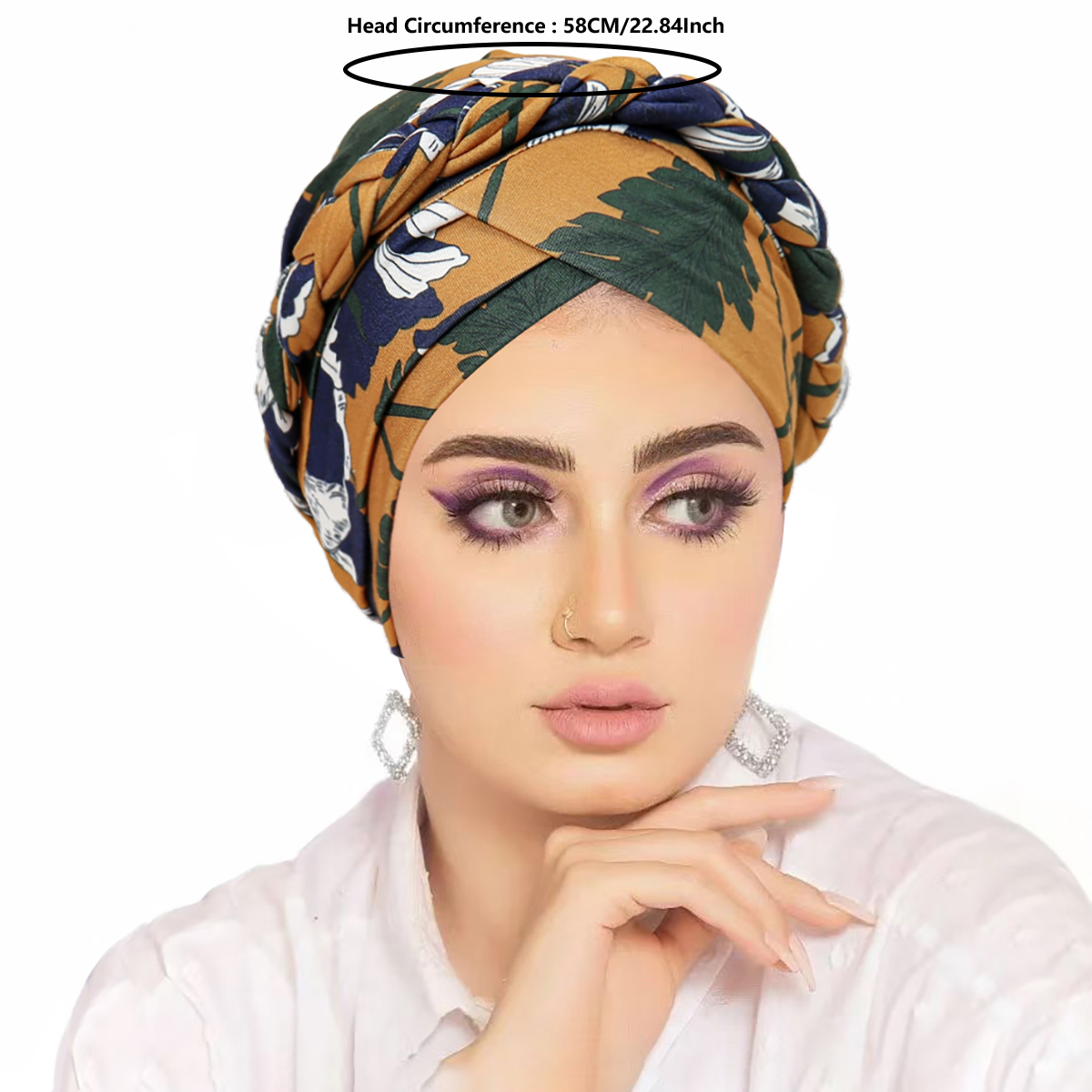Foulard de tête pour femmes musulmanes, Turban imprimé tendance, Bonnet Hijab, perle blanche, intérieur, Turban enveloppant arabe