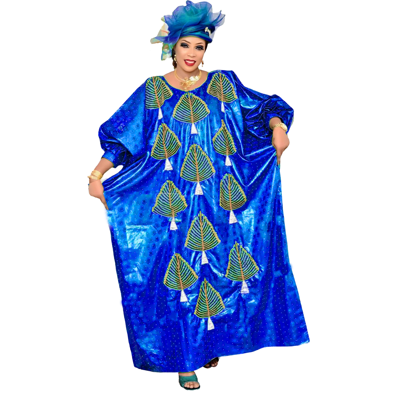 Robe caftan africaine grande taille, robe complète brodée, chemise de nuit, tenue décontractée de fête