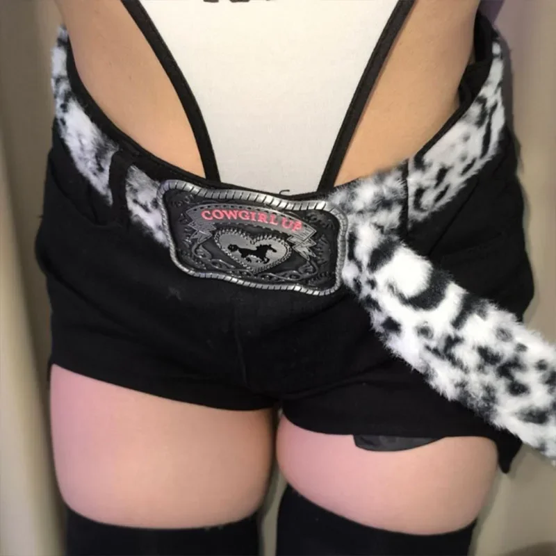 Ceinture en fourrure de cow-girl léopard pour hommes et femmes, ceinture décorative vintage, gothique, punk, structure en métal, jeans hip-hop, pantalon, Y2K