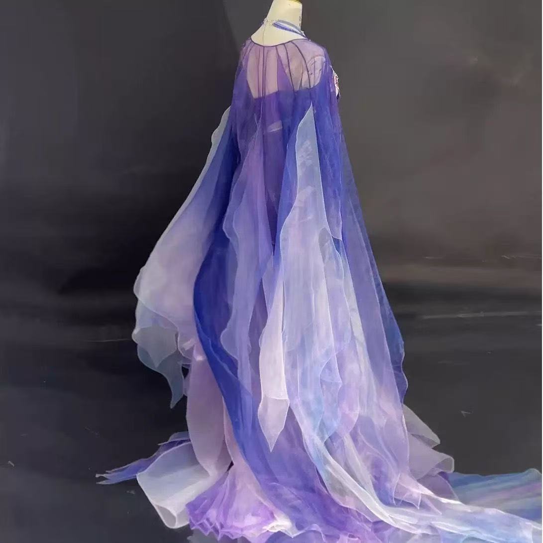 Robe Hanfu élégante de couleur violette pour femmes, robe longue traditionnelle chinoise, robe de plage d'été, accessoires de cosplay, châle Hanfu