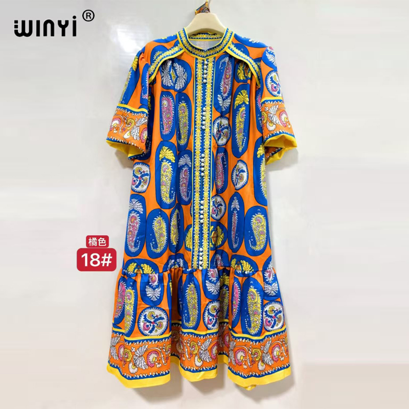 WINYI robes musulmanes pour femme robe maxi imprimé fleuri caftan abaya dubaï luxe été bohème robe de soirée vacances Caftan