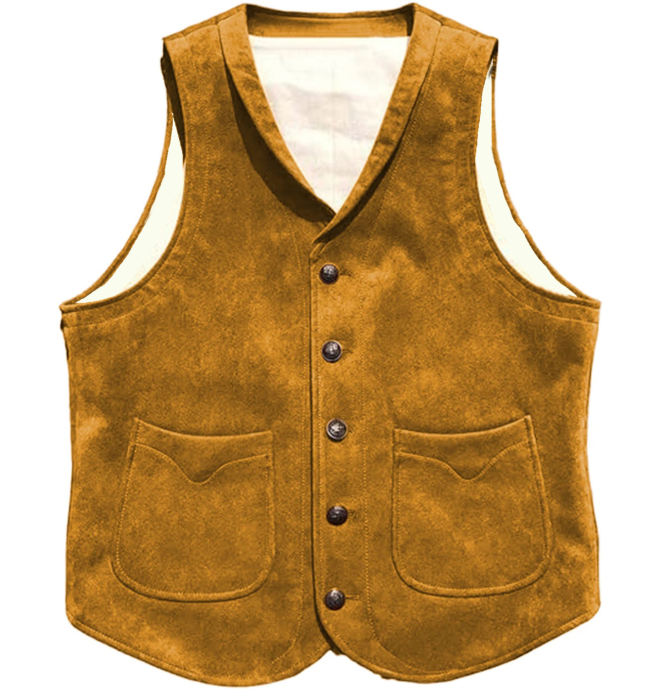 Gilet de Costume Homme en Daim Marron, Coupe Slim, Col Revers, Double Boutonnage, Style Business et Décontracté, Idéal pour Mariage et Cérémonie