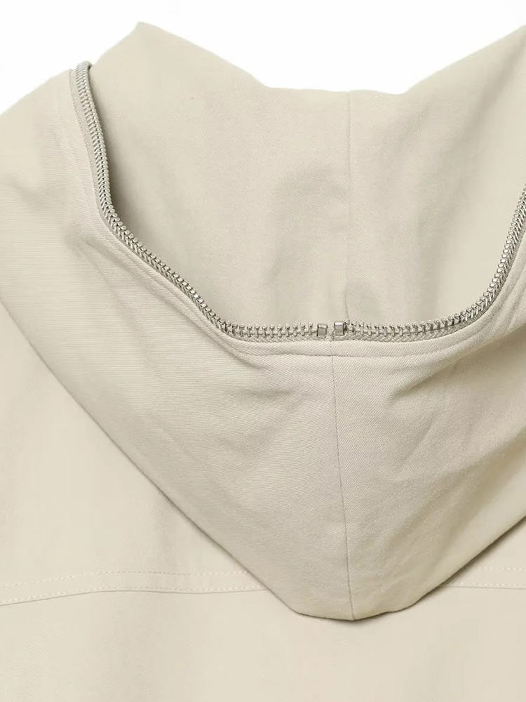 Veste courte à capuche zippée pour femme, coupe ample, à manches longues, avec cordon de serrage élastique à l'ourlet, coupe-vent décontracté, vêtement d'extérieur pour femme ﻿