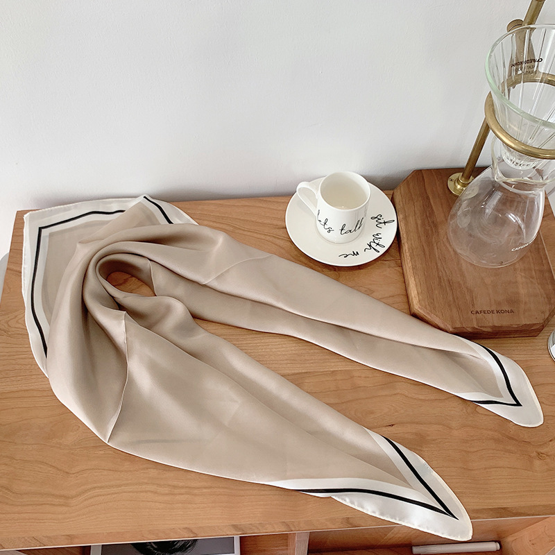 Nouveau Foulard Carré en Satin de Marque de Luxe, Ruban Imprimé pour Cheveux, Foulard Tendance pour Femme, Bandana, Châle Couleurs Unies, Bandeau