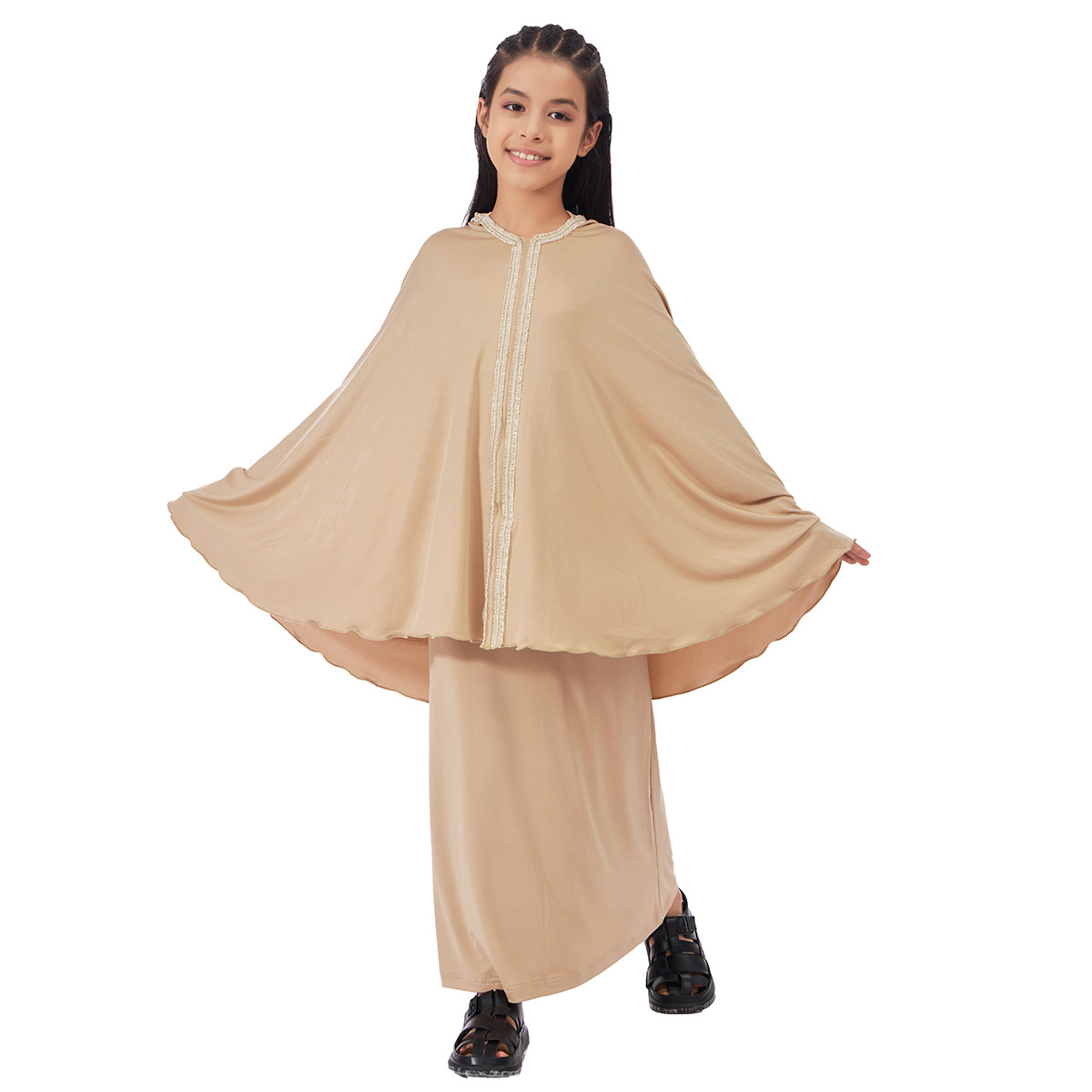 Robe Hijab à capuche pour enfants musulmans, 2 pièces, vêtement de prière, jupe Khimar modeste, ensembles Abaya, couverture complète, vêtements Eid Ramadan
