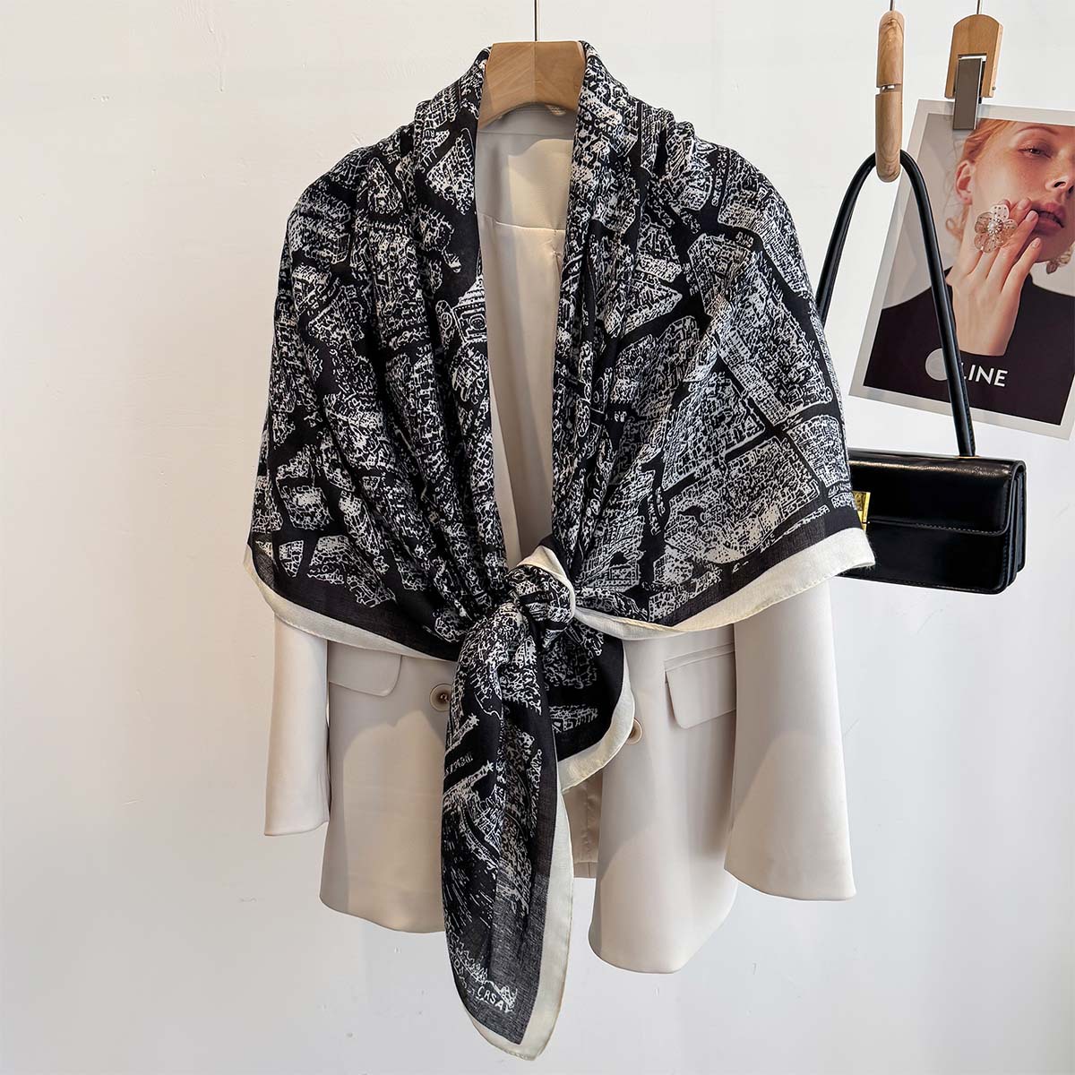 Grand foulard carré de 130 cm pour femme, imprimé de luxe, châle rétro, écharpe chaude élégante, hijab, paréo de plage, foulard de tête