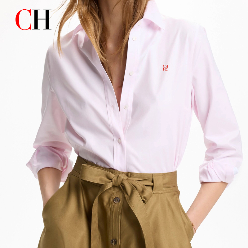 Vêtements pour femmes CH - Haut de travail ajusté à col et manches longues, tendance