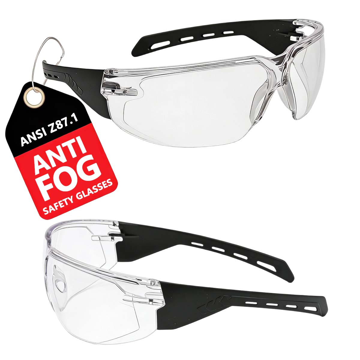 Lunettes de sécurité Z87.1 pour hommes, transparentes ou teintées, anti-buée, protection oculaire avec ajustement sécurisé HM10