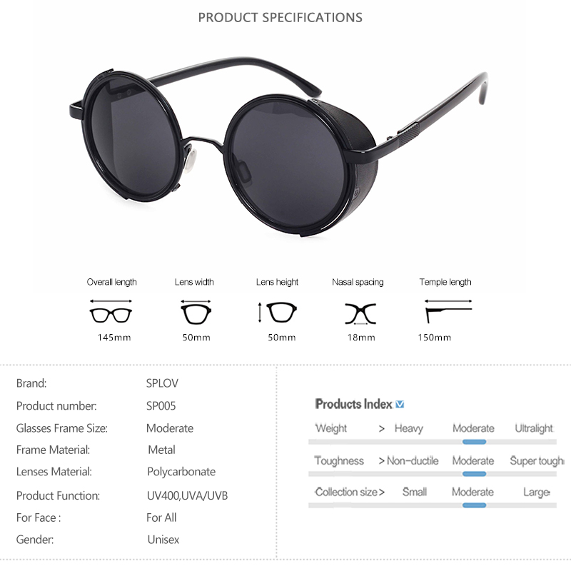 Lunettes de soleil Steampunk rétro pour hommes et femmes, rondes en métal ShiPublishSun, marque de créateur, lunettes de mode, lentille miroir UV400