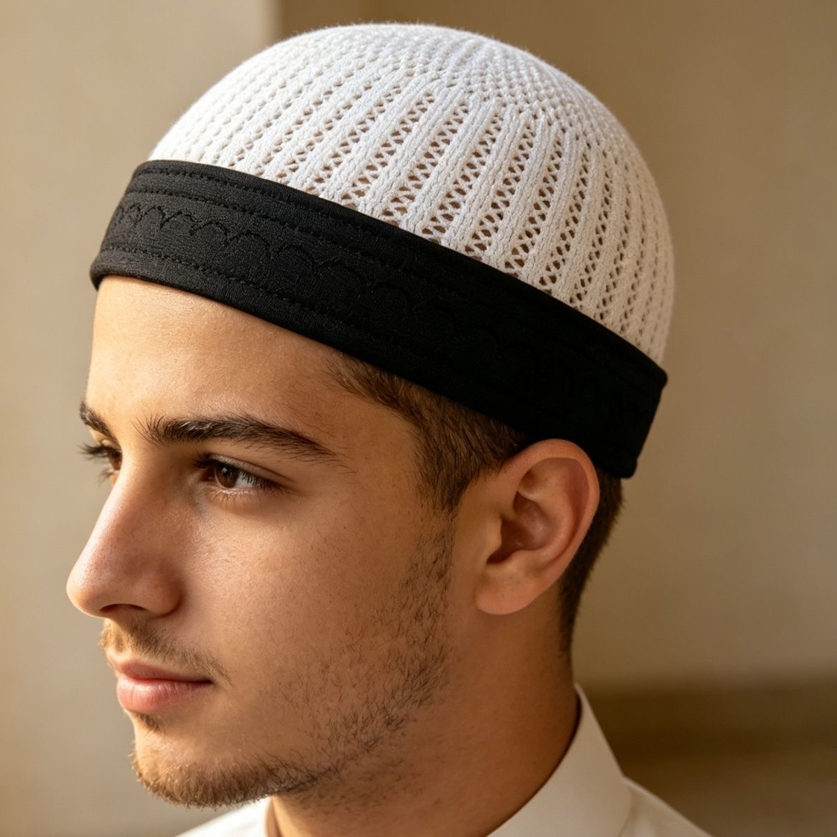 Chapeaux musulmans pour hommes, bonnets de prière tricotés en maille, Kufi Kippah, style islamique, Arabie Saoudite, juif, été 0789