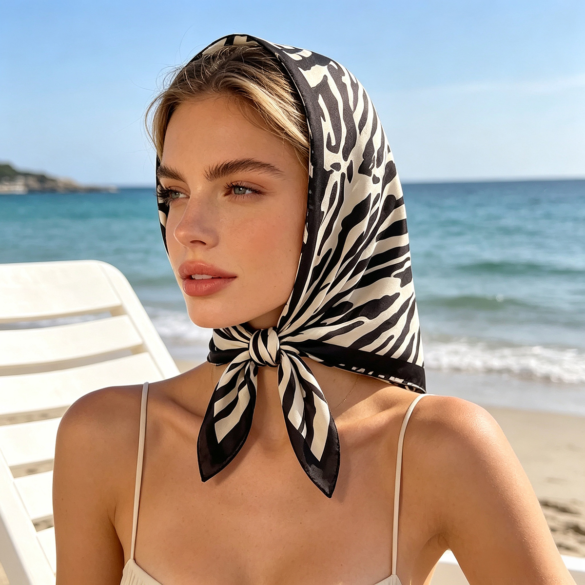Châle imprimé de luxe, foulard carré pour femmes, hijab, foulard en satin doux, bandeaux pour cheveux, ruban, bandeau, bandana