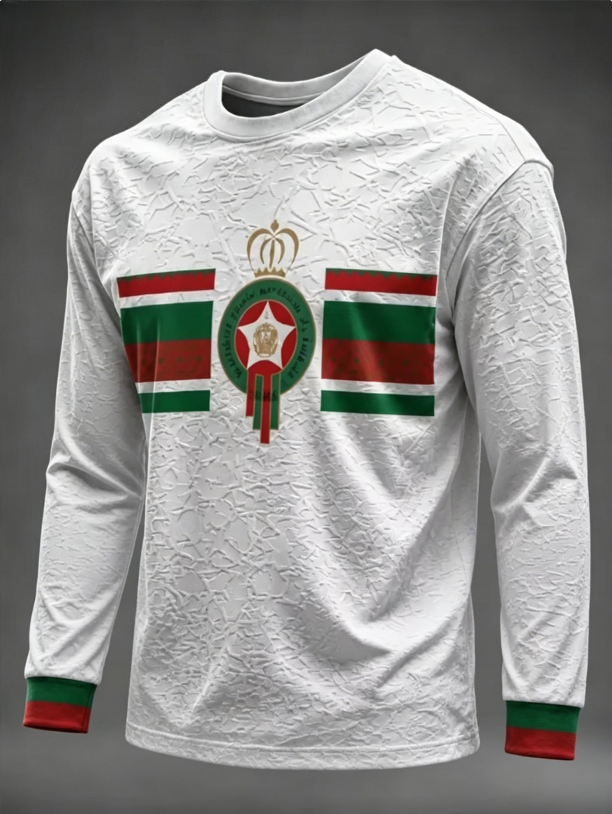 Mode masculine marocaine 2026 : T-shirt de sport à manches longues imprimé dégradé, absorbant l'humidité, respirant, polyvalent pour le quotidien et la mode urbaine