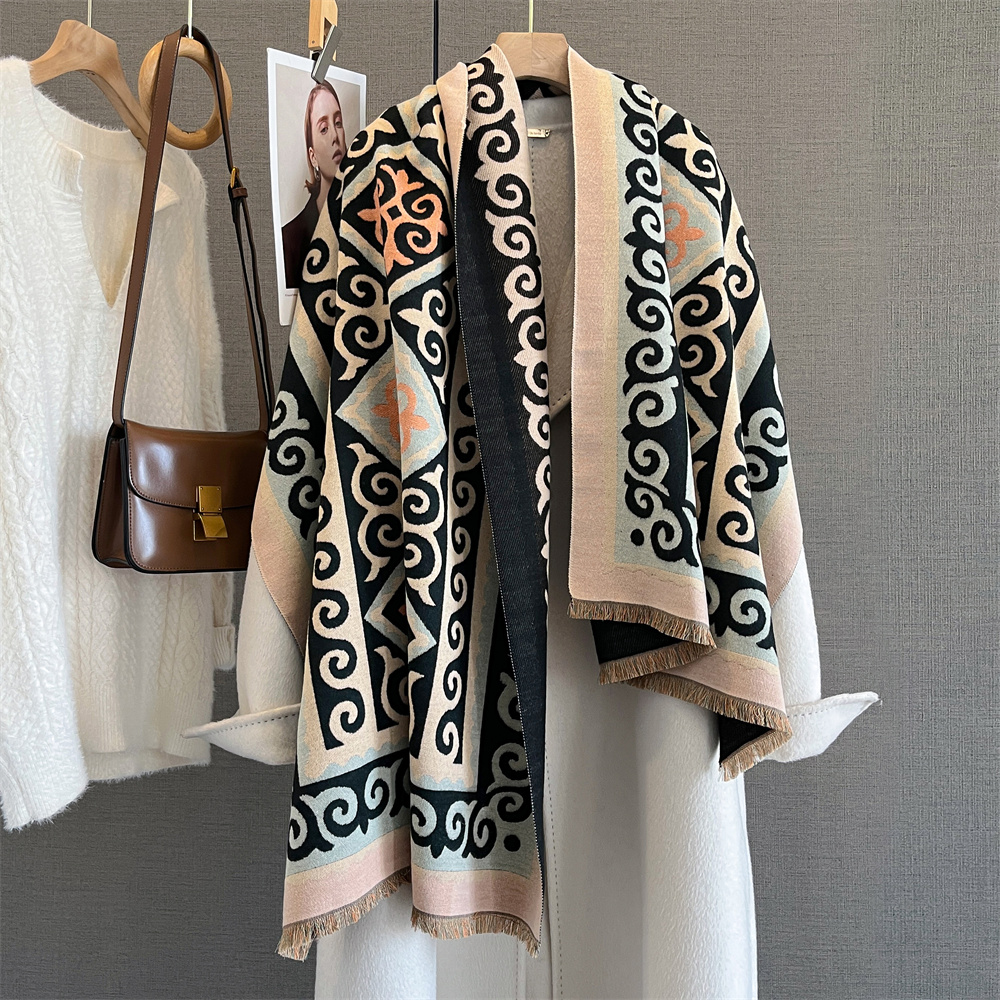 Écharpe de luxe en cachemire pour femme, châle imprimé, paréo doux, Poncho élégant, couverture épaisse et chaude, Pashmina, hiver