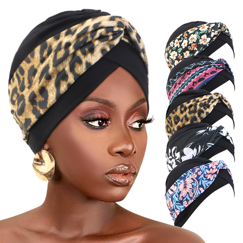 Foulard Turban musulman imprimé croix et chapeau indien foulard ethnique femmes islamique intérieur Hijab chapeaux arabe enveloppement foulard
