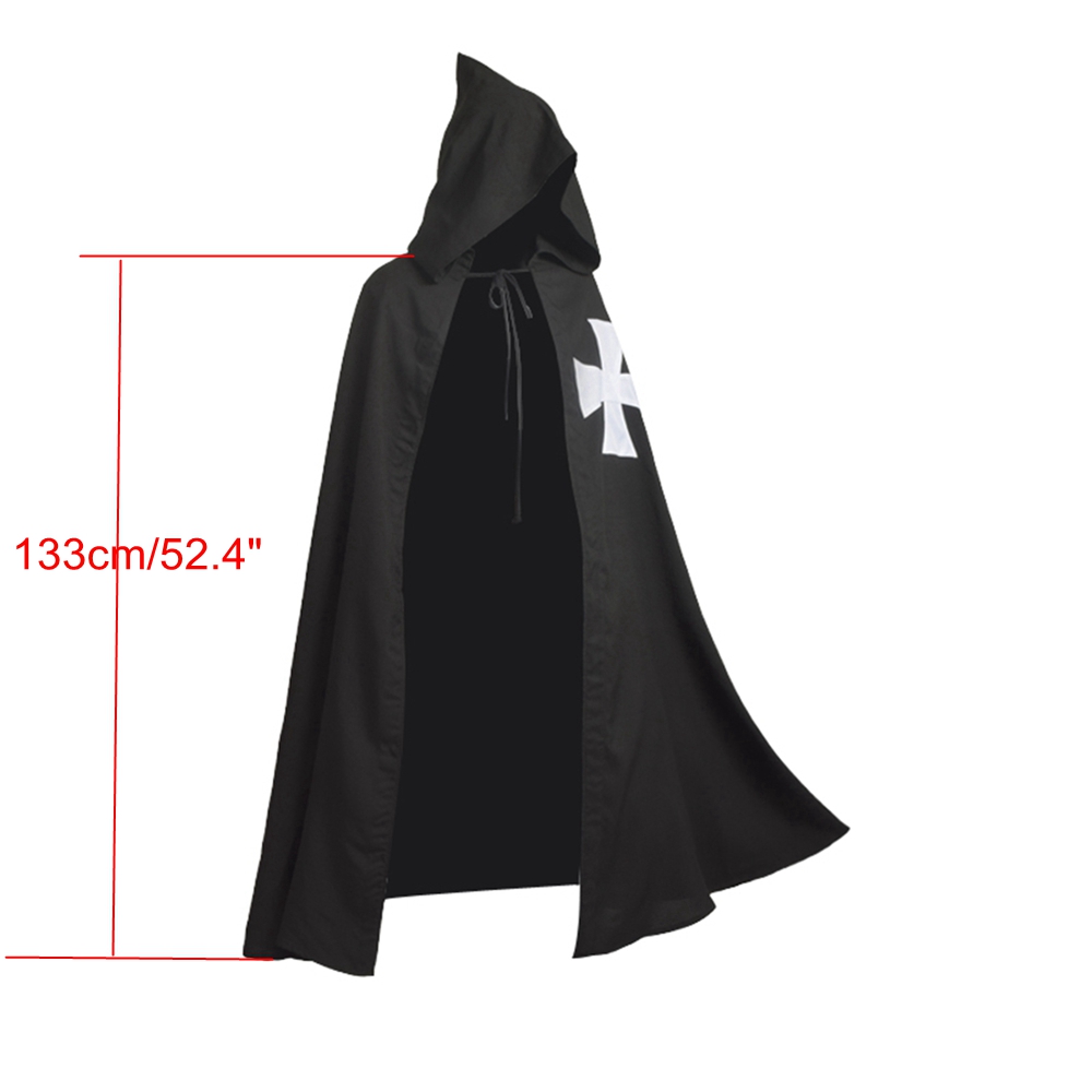 Tunique médiévale pour hommes, Costume d'halloween Viking, Robe de Cosplay, chevaliers templiers, guerriers, Cape d'hôpital