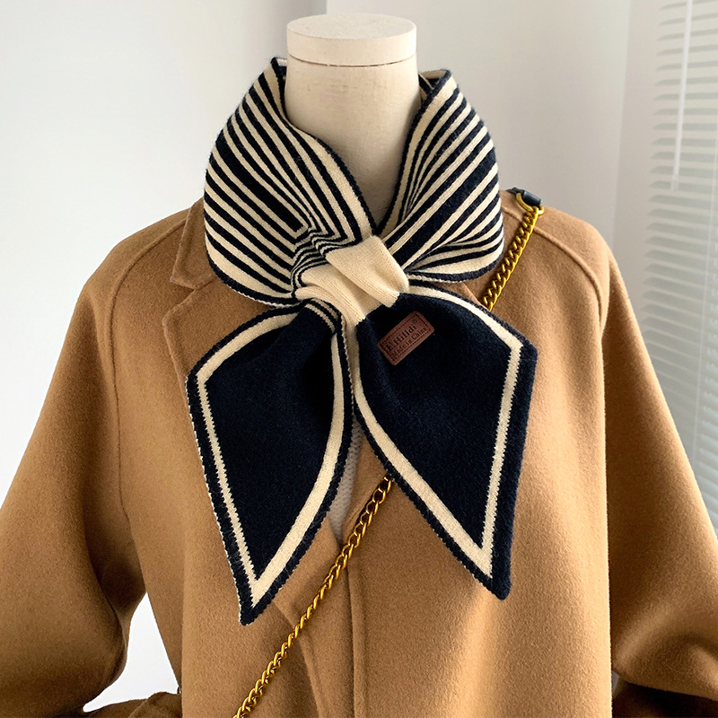 Écharpe de Marque de Luxe à Rayures pour Femme, Foulard d'Hiver Chaud, Long et Maigre, Petit, Nouveau Design
