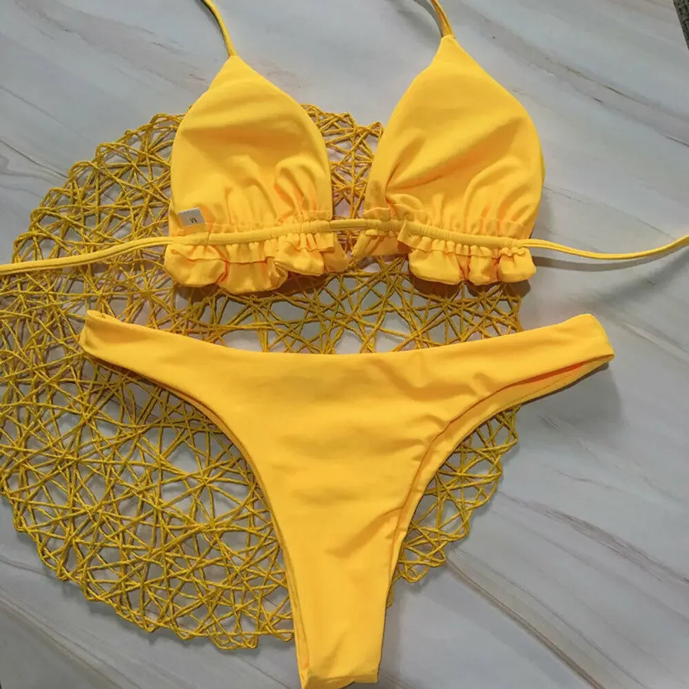 Été brésilien Bikini ensemble pour femmes Sexy 2 pièces ensemble maillot de bain push-up haut bandeau string maillot de bain maillot de bain maillots de bain