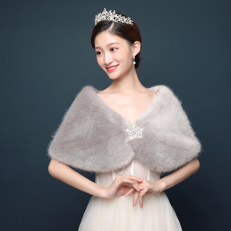 Châle de mariée en fausse fourrure pour femme, Cape de mariage, boléro chaud d'hiver, manteau, veste pour soirée, enveloppes de châle de mariée