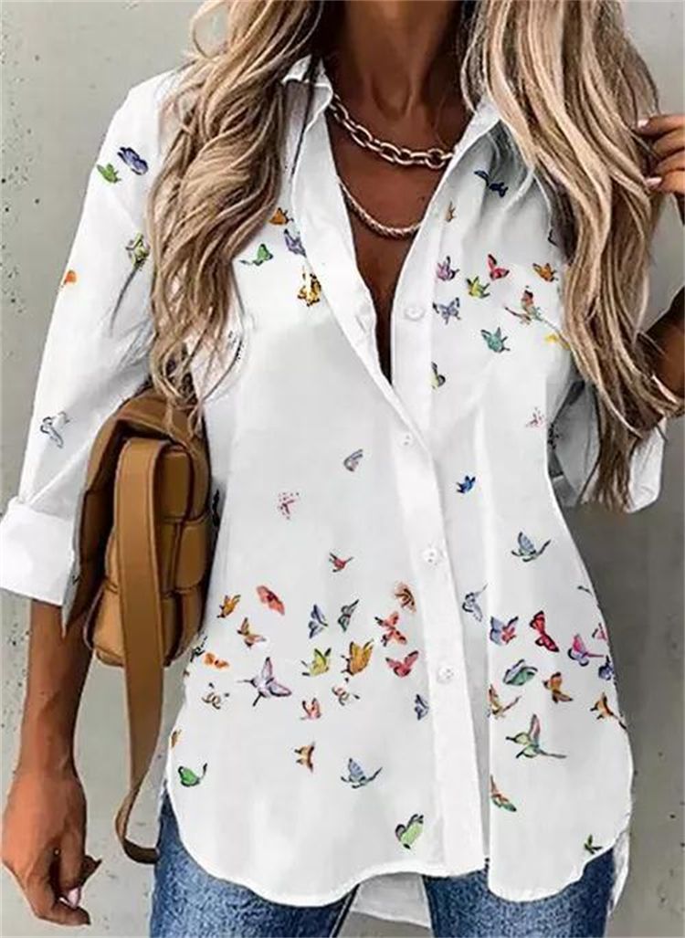 Chemise imprimée à manches longues pour femmes, grande taille, mode décontractée