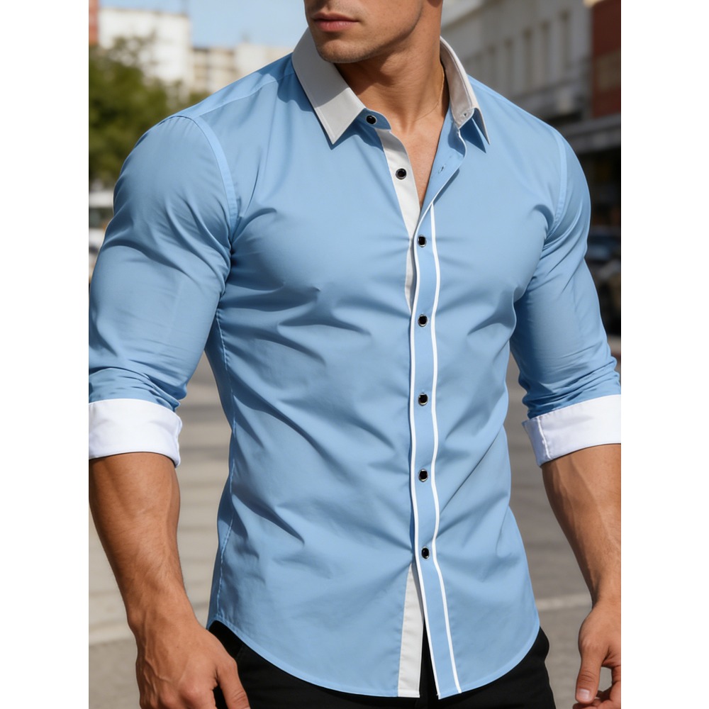 Chemise Homme FGKKS – Marque de Luxe Élégante, Tendance, Manches Longues, Décontractée Chic, Élastique, Infroissable, Chemises Habillées Professionnelles pour Homme