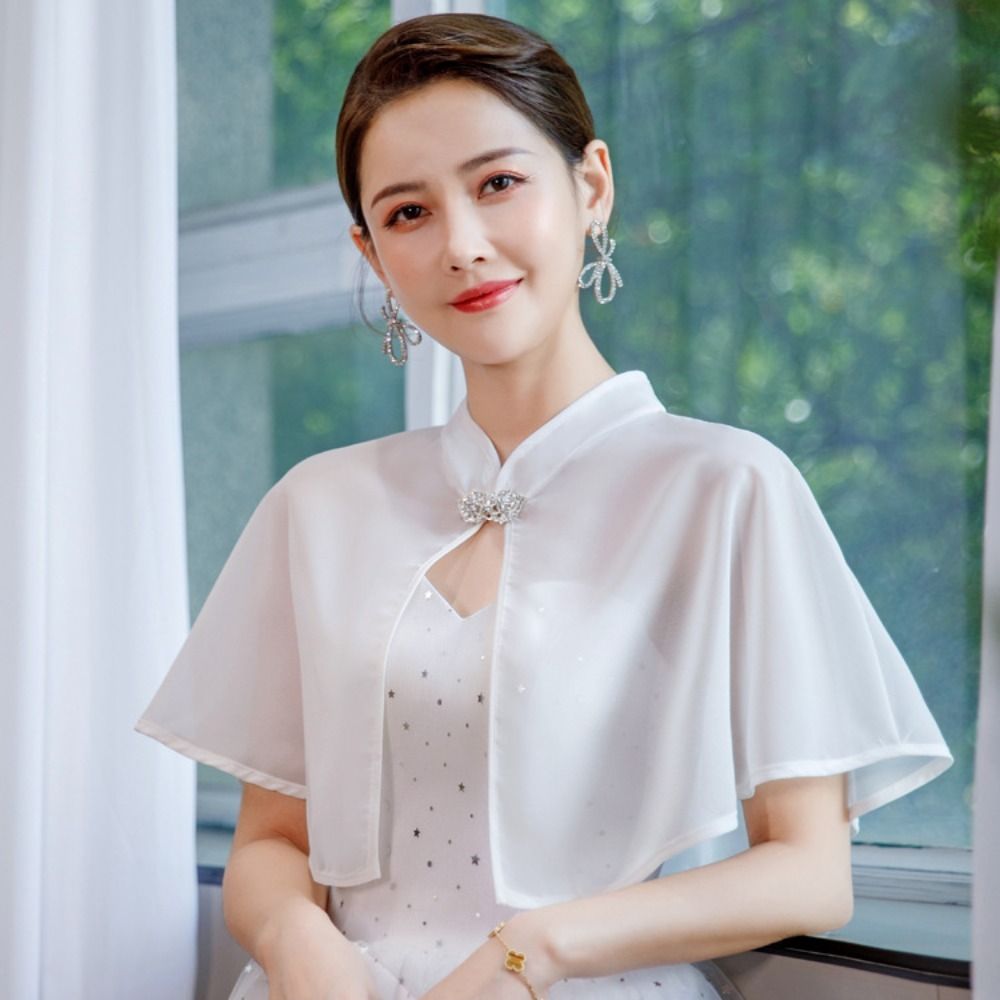 Châle en Mousseline de Soie pour Femme, Cape de Soirée, de Bal, de Couleur Unie, Douce, Élégante, Formelle, Cosplay, Accessoires de Mariage
