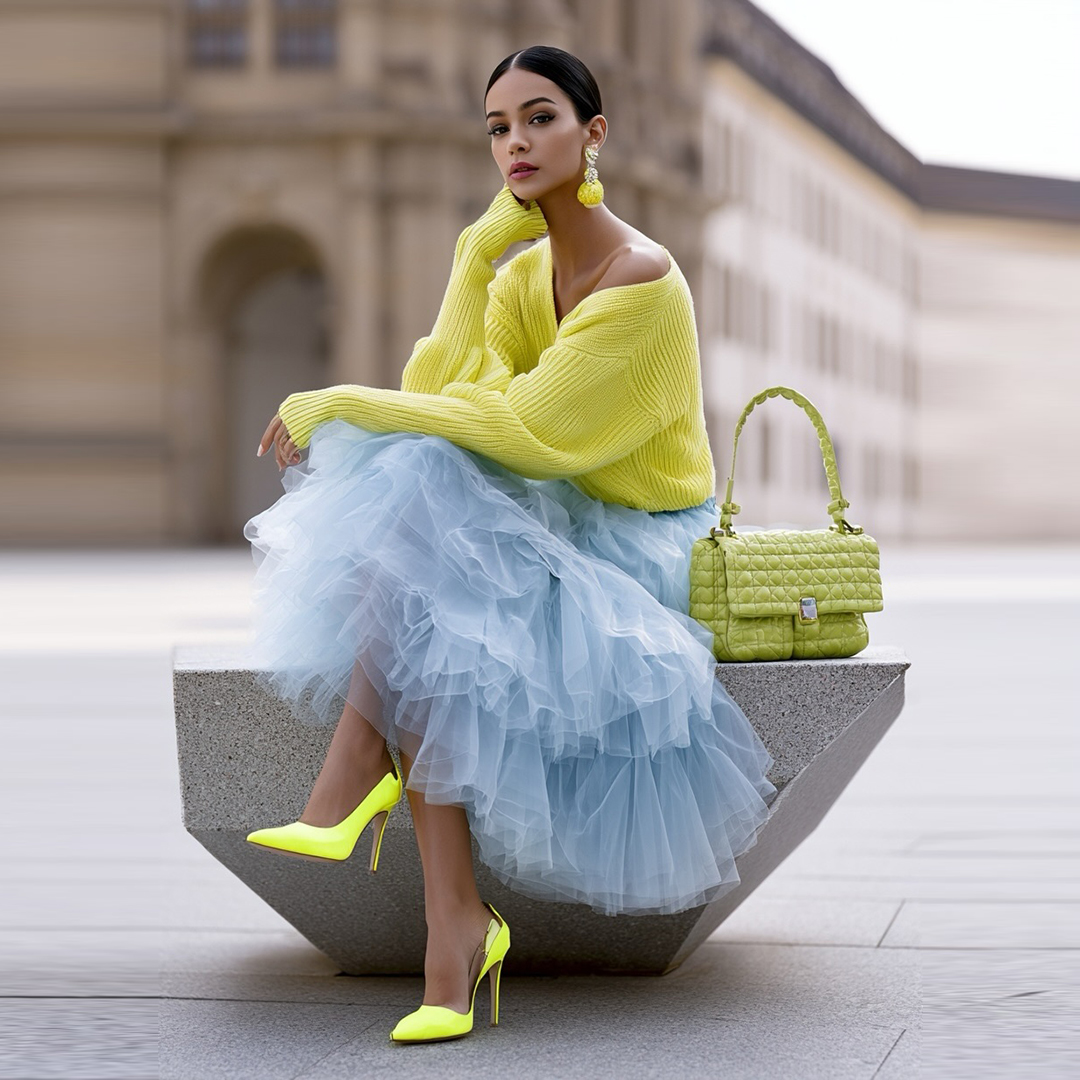 Jupe Tutu à Volants Superposés en Tulle Couleur Bonbon, Taille Haute, Coupe A-Line, Longueur Midi/Maxi, Style Ballerine, pour Fête et Été