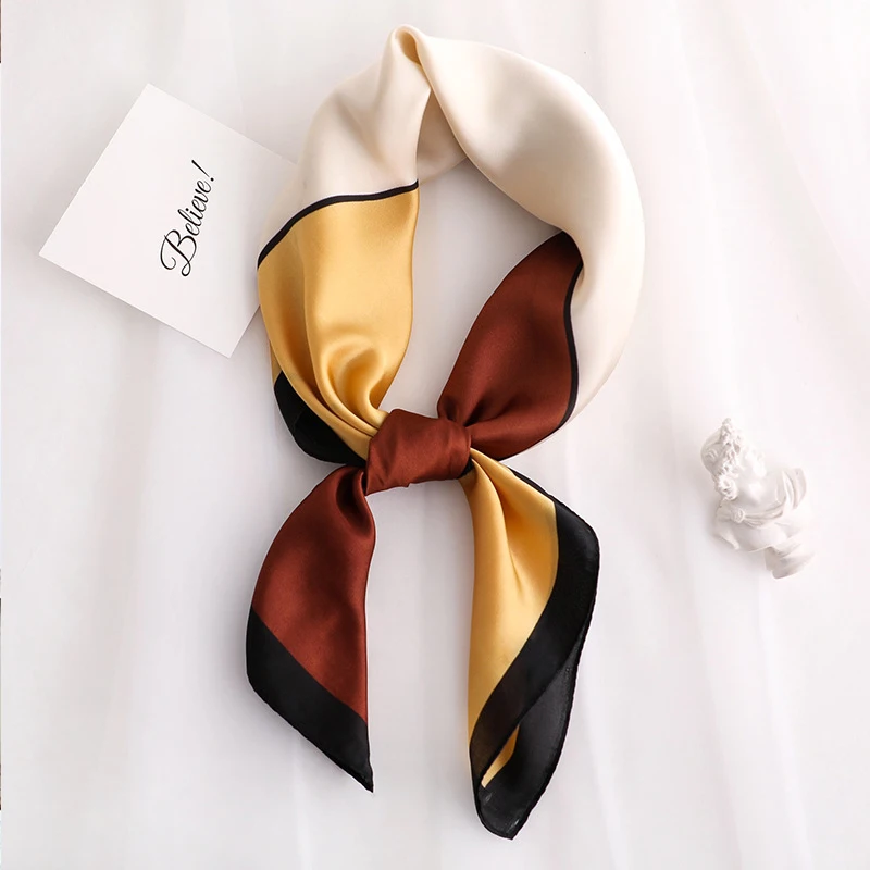 Écharpe en Soie Satinée pour Femme, Bandana en Soie, Foulard de Luxe, Neckerchief, Boutique Officielle Laven WJ002