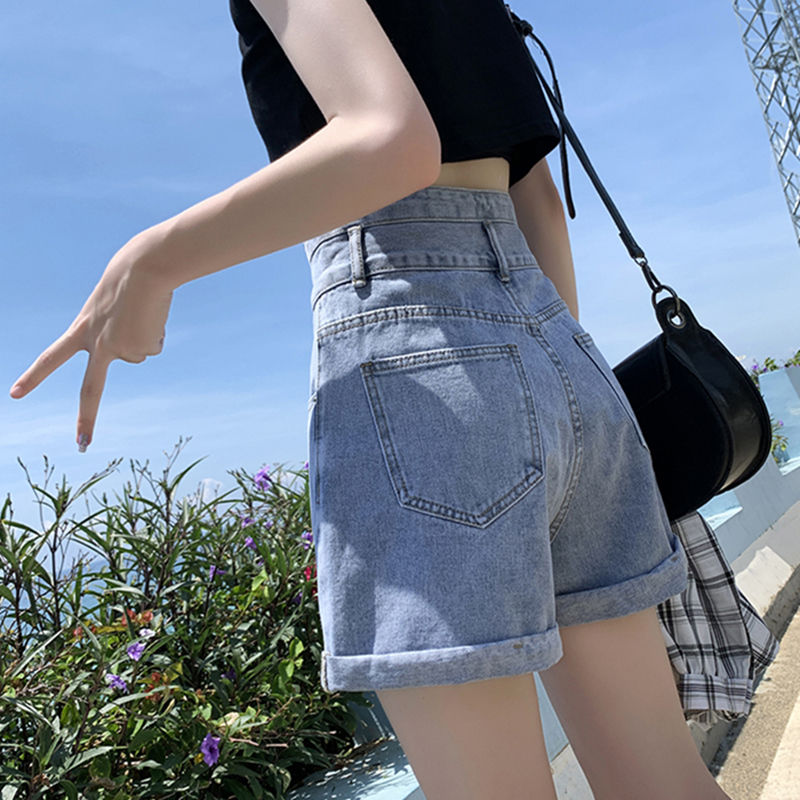 Short en jean denim taille haute pour femme, pantalon court, vintage, décontracté, élégant, mode, sexy, jambe large, coréen, vêtements féminins, été