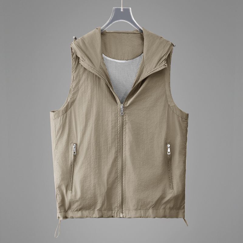 2025 été Protection solaire vêtements respirant gilet manteau femmes décontracté mince à capuche sans manches veste fermeture éclair gilet femme hauts