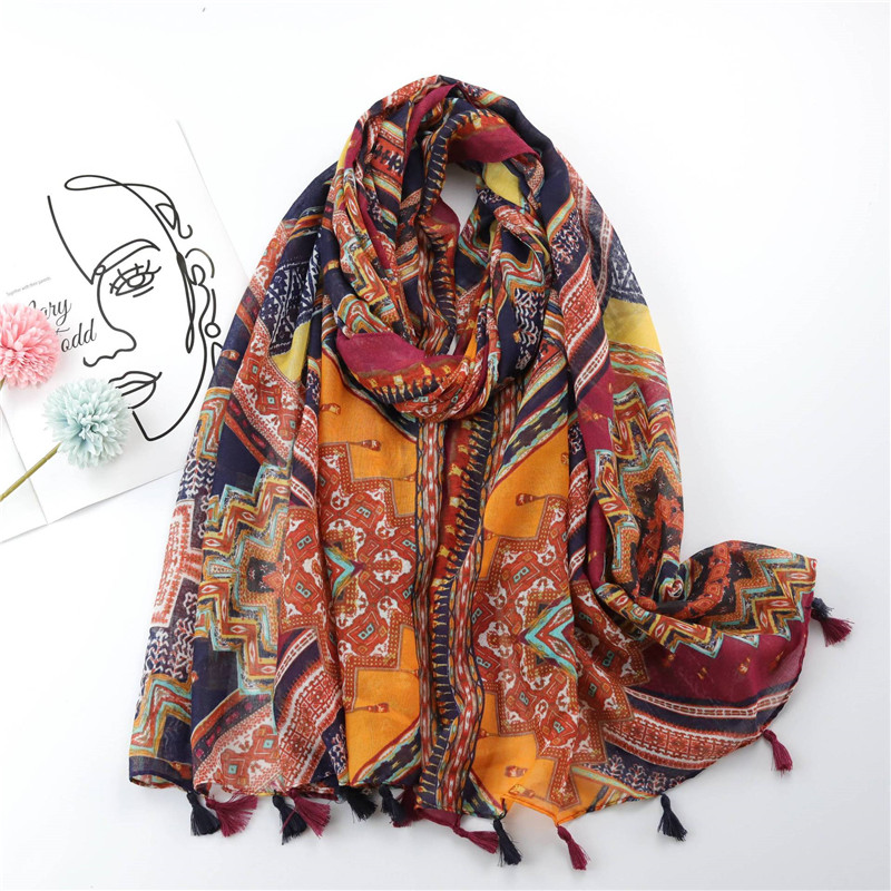Automne mode encre peinture florale gland Viscose châle écharpe dame haute qualité Wrap Pashmina étole Bufandas musulman Hijab Sjaal