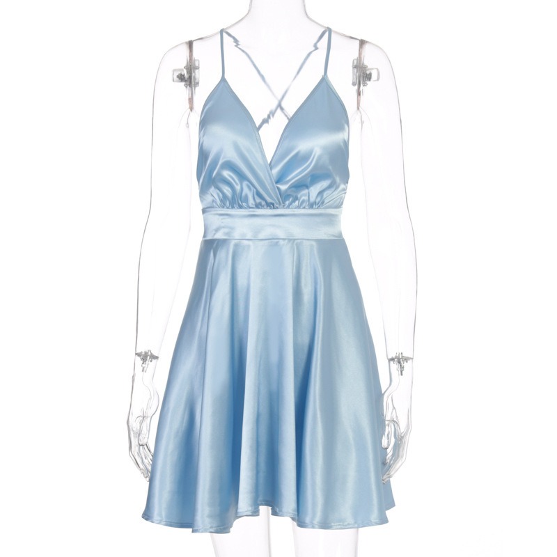 Robe nuisette personnalisable pour femme, mode été, sexy, dos nu, décolleté plongeant en V, style bureau, soirée, décontractée