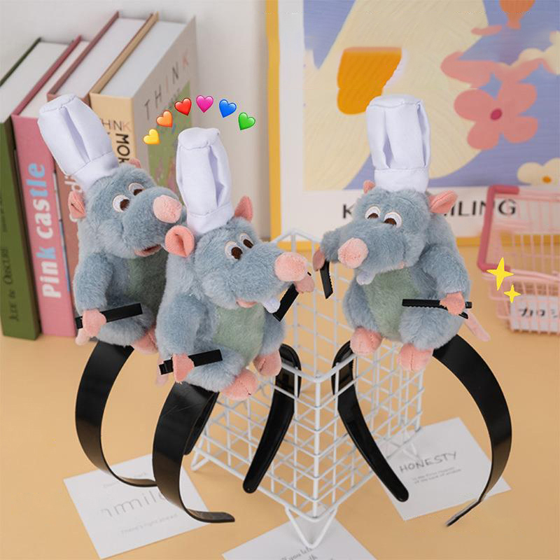 Bandes de Cheveux Créatives Ratatouille, Dessin Animé, Bandes de Sauna en Peluche, Bandes de Cheveux Françaises Larges, Vêtements de Sauna