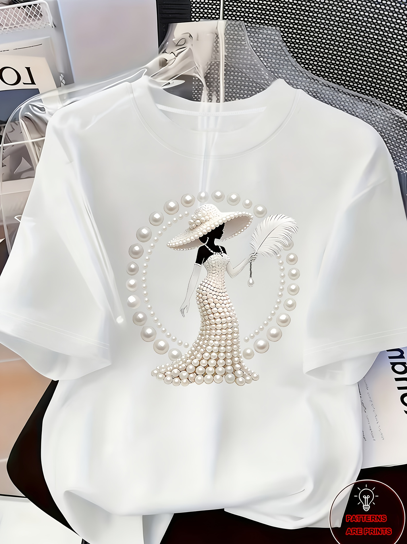 Tenue élégante et luxueuse pour femmes, t-shirt imprimé, style décontracté, magnifique, pour le quotidien, printemps/été, haut à manches courtes