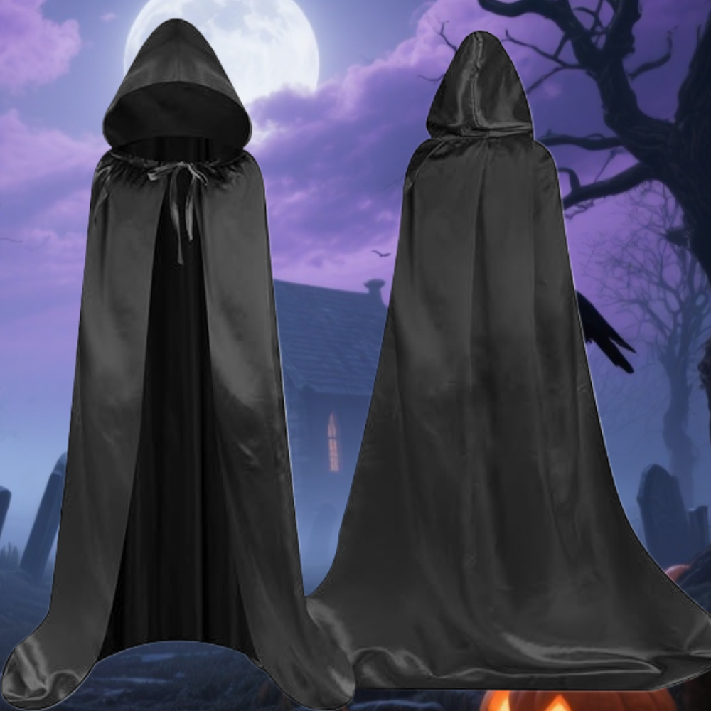 Cape à capuche longue Robe à capuche Cape Holloween Grim Reaper Cape pour garçon fille sorcière vampires diable Costume Cosplay déguisement