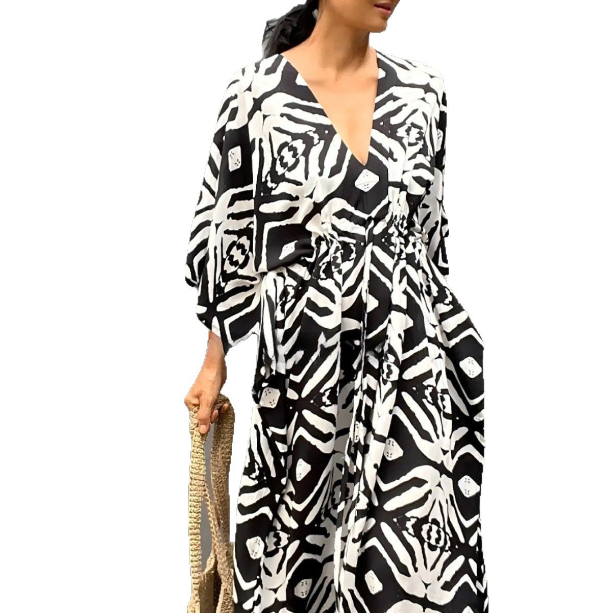 Robe caftan grande taille pour maillots de bain femmes maillot de bain couvrir Robe de plage Robe de plage avec imprimé