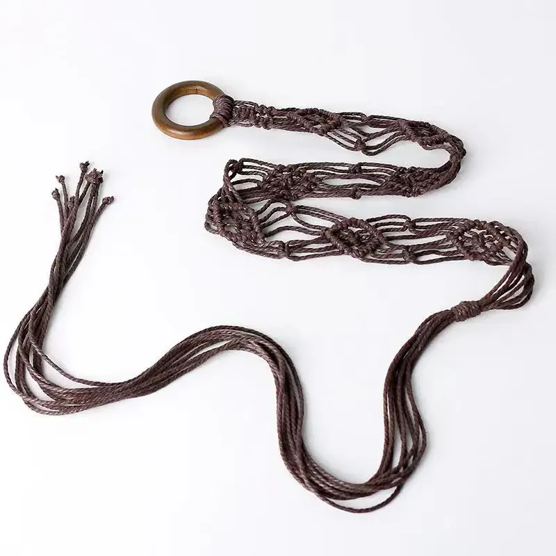 Ceinture nouée en fil ciré avec pompon tressé, style coréen, fine, pour femme, sangle décorative polyvalente pour assortir aux robes