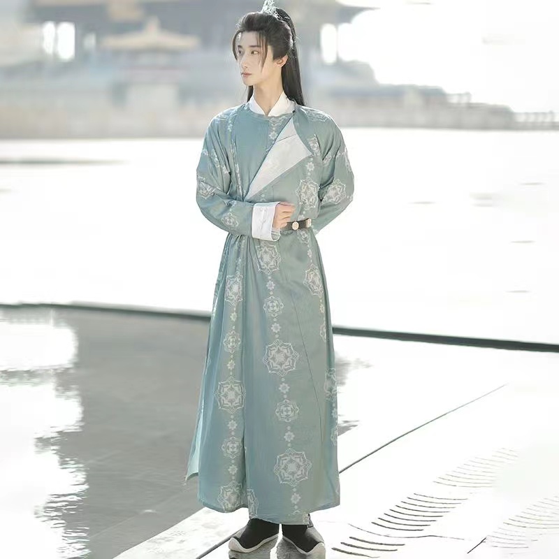 Robe à col rond de la dynastie Tang pour hommes et femmes, vêtements traditionnels chinois, ensemble de cosplay Hanfu, érudit, impression douce, original