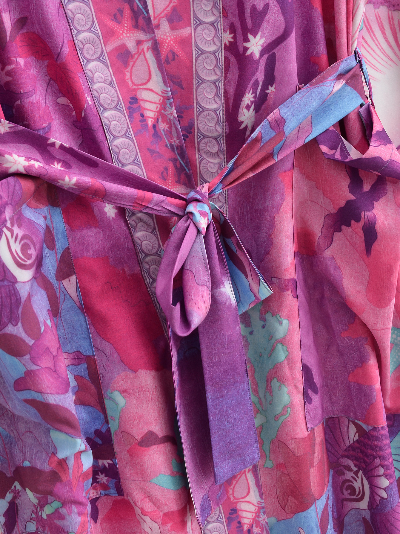 Kimono à imprimé fleuri sirène, col en V, chemise longue, hippicopter, marée, ceintures à nœud, cardigan midi, chemisier adt, cape de plage, vacances