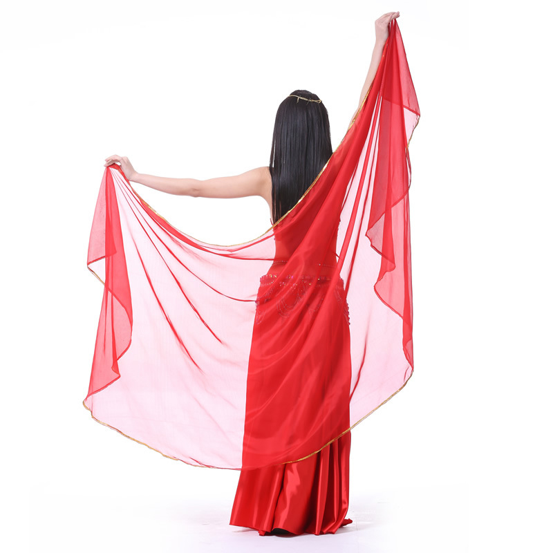 Accessoires de danse du ventre pour femmes, voile en mousseline de soie, châle léger, voile en soie, demi-cercle, Costume lancé à la main, Costume de spectacle de danse