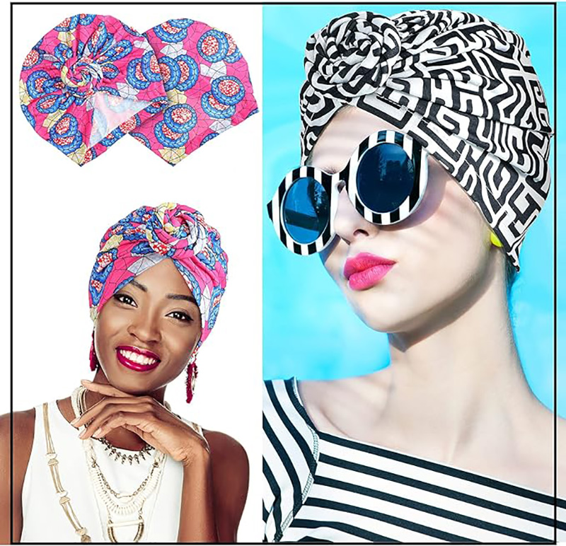 Nouveau imprimé africain plissé Turban Floral bonnet noeud fleur inde tête enveloppement élégant femmes chimio casquette Bandana chapeaux couvre-chef