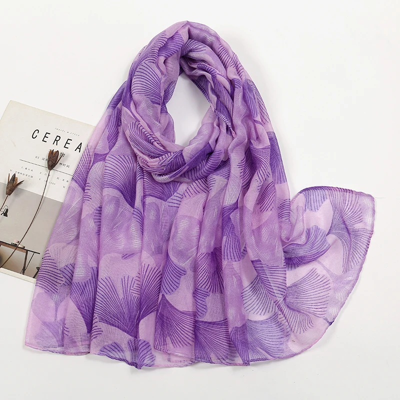 Écharpe en Viscose de Coton pour Femme Musulmane, Foulard Floral Ombré, Type Hijab de Plage, Châles et Enveloppes de Styliste