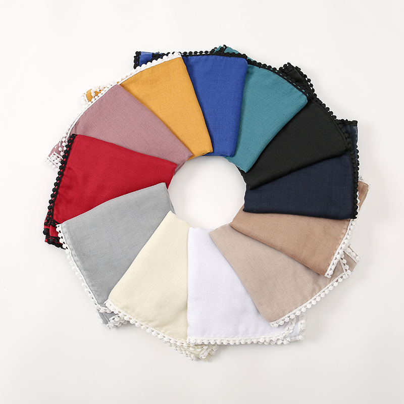Foulard Hijab Musulman en Coton et Dentelle, Long Châle, Écharpe de Sauna, Bandeau, Nouveauté