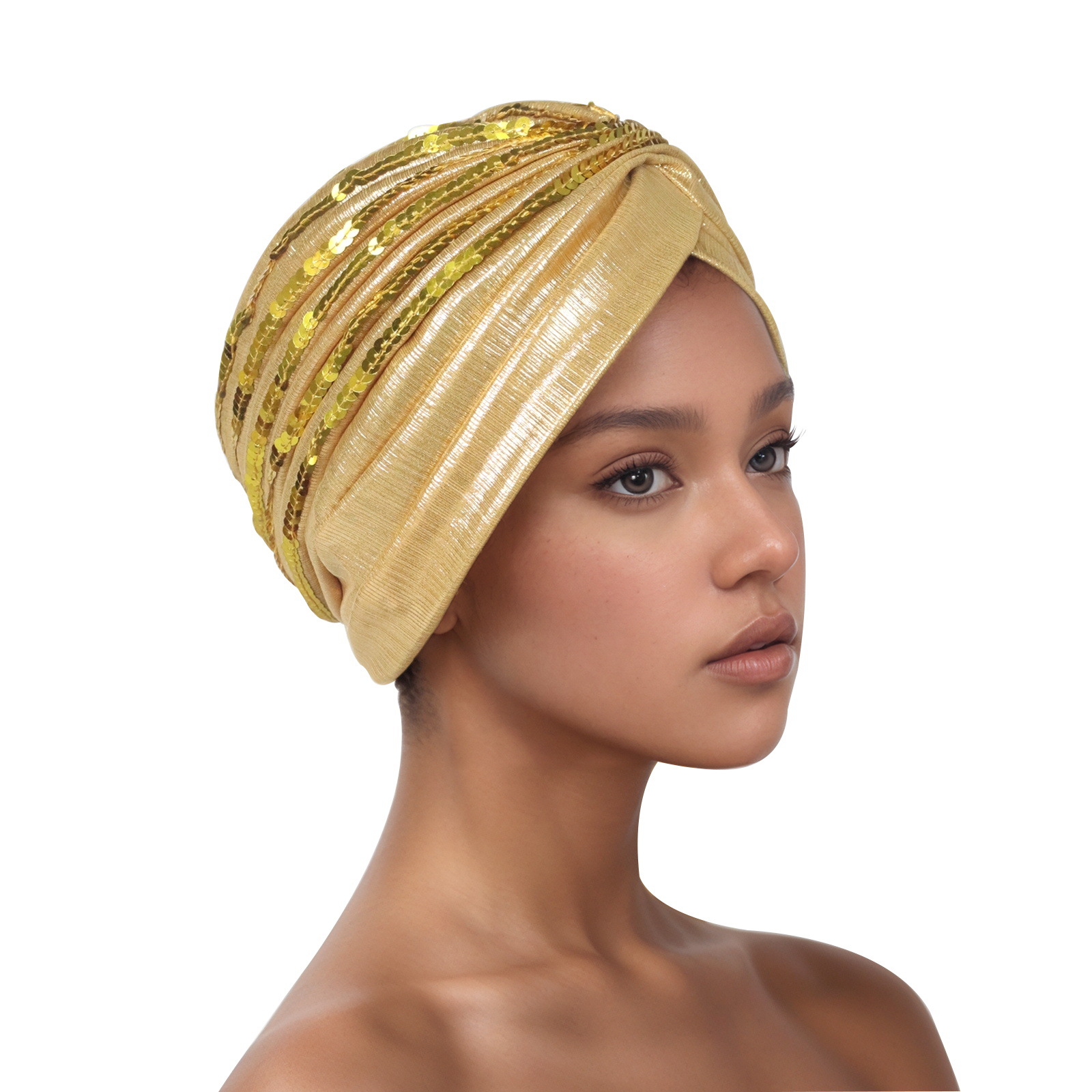 Femmes bandeau musulman foulard casquette inde chapeau prêt Hijab Bonnet Turbante Mujer été respirant paillettes Turban casquette