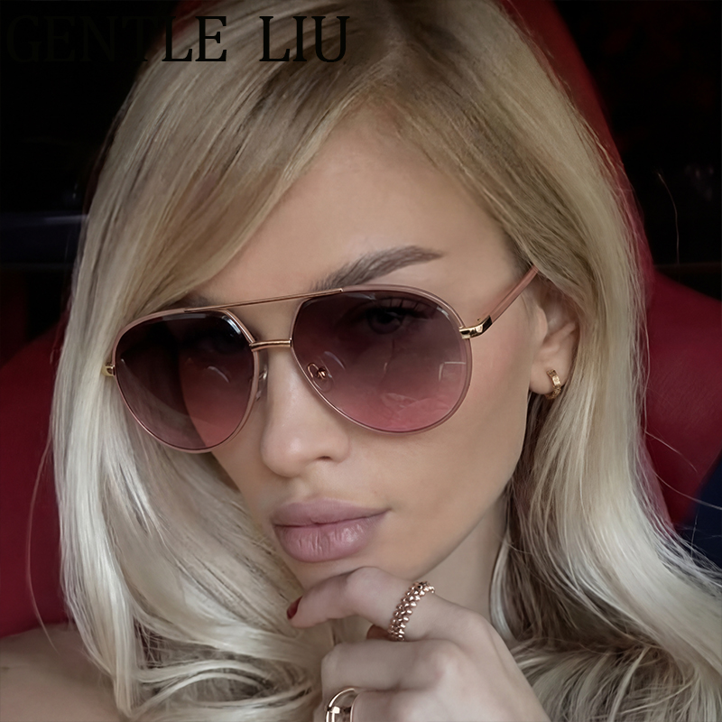 Lunettes de soleil ovales vintage pour femme 2026 – Lunettes de soleil de luxe de créateur, style pilote, double pont, surdimensionnées, pour la conduite, monture tendance
