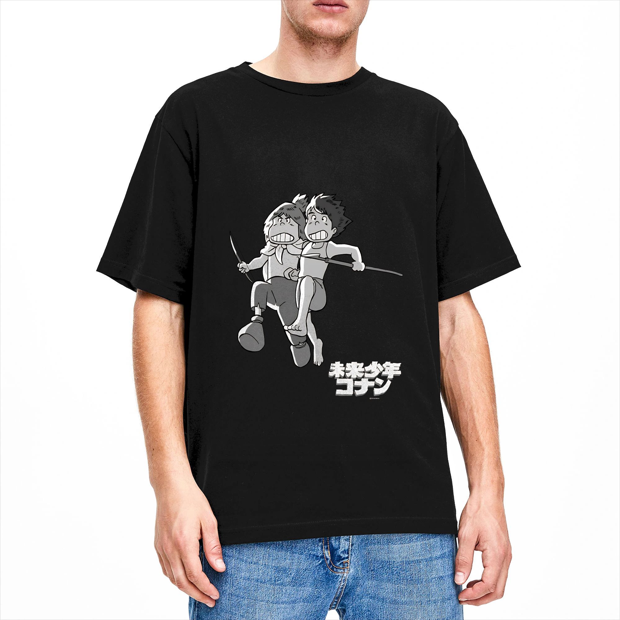 T-shirt décontracté d'été Conan The Future Boy, T-shirts populaires 100% coton pour hommes Y2K, vêtements à manches courtes grande taille