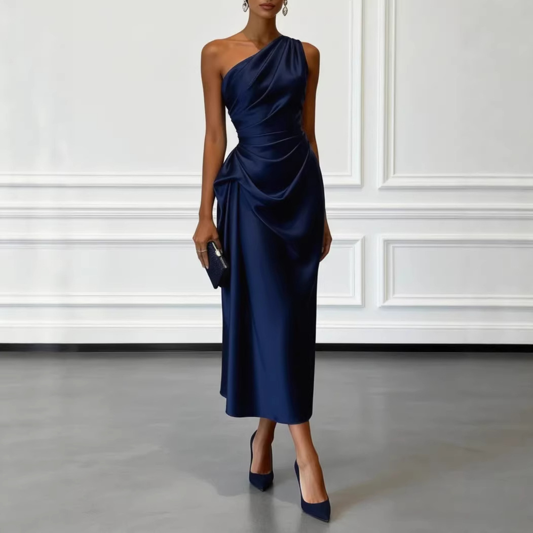 Robes longues en satin pour femmes 2026 – Robe midi d'été sexy pour femme, robe de soirée élégante sans manches, Vestidos