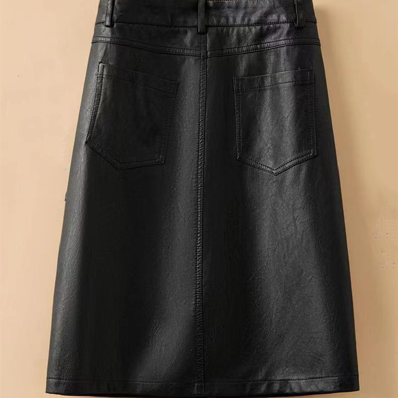 Printemps automne hiver jupe en cuir femmes nouvelle mode noir marron taille haute PU a-ligne jupes grande taille S-5XL femme jupes Midi