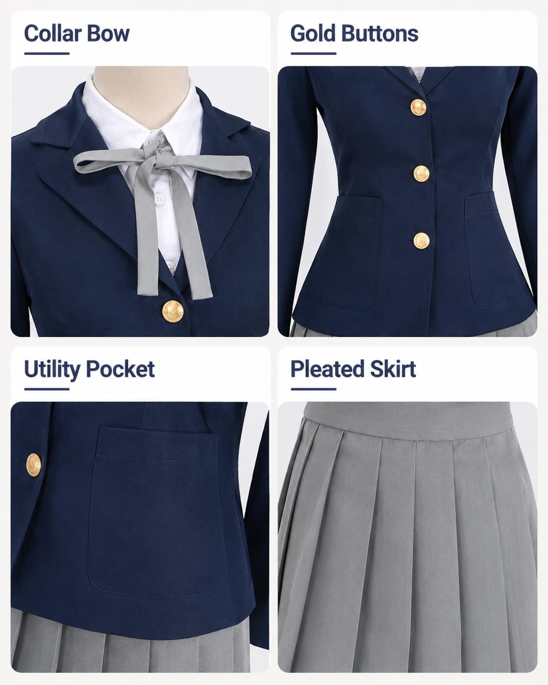 Costume de Cosplay Anime K-ON Hirasawa Yui, uniforme scolaire pour filles, robe JK, tenue de fête d'halloween